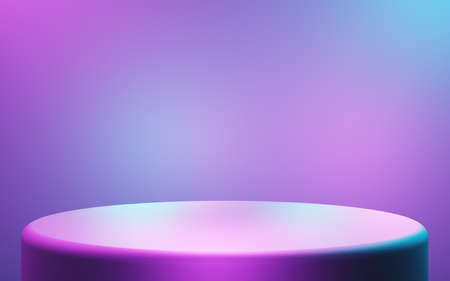 3d rendering of purple and blue abstract geometric background. Cyberpunk concept. Scene for advertising, technology, showcase, banner, cosmetic, fashion, business. Sci-Fi Illustration. Product displayの写真素材