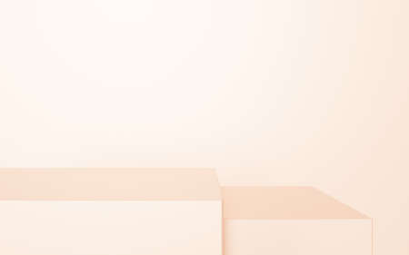 3d rendering of podium abstract geometric peach background. Coral style. Scene for advertising, technology, showcase, banner, cosmetic, beauty, fashion, luxury, business. Illustration. Product displayの写真素材
