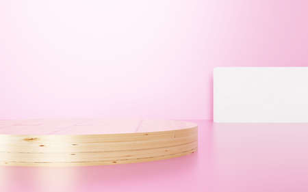 3d rendering of pink abstract geometric pastel background. Romantic concept. Scene for advertising, technology, showcase, banner, cosmetic ads, fashion, business, banner. Illustration. Product displayの写真素材