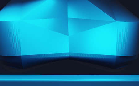 3d rendering of blue abstract geometric background. Cyberpunk concept. Scene for advertising, technology, showcase, metaverse, banner, cosmetic, fashion, business. Sci-Fi Illustration. Product displayの写真素材