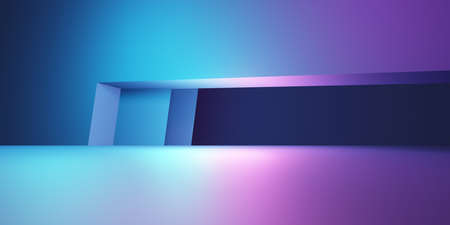3d rendering of purple and blue abstract geometric background. Scene for advertising, technology,...