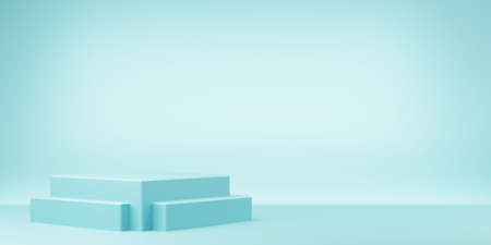 3d rendering of blue abstract geometric background. Scene for advertising, technology, showcase,...