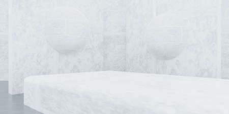 3d rendering of white abstract architecture background. Scene for advertising, technology, showcase, showroom, metaverse, banner, cosmetic, fashion, business. Sci-Fi Illustration. Product displayの写真素材