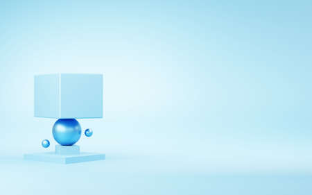 3d rendering of blue abstract geometric background with copy space. Scene for advertising design, cosmetic ads, show, medical, technology, banner, food, fashion, summer. Illustration. Product displayの写真素材