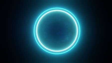 3d rendering of blue circle neon glowing abstract light background. Scene for advertising, showroom, banner, technology, game, modern, sport, business, metaverse. Sci Fi Illustration. Product displayの写真素材