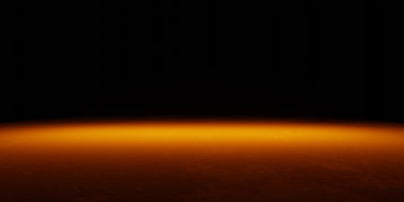 3d rendering of empty glowing orange futuristic abstract dark background. Scene for advertising, showroom, technology, future, modern, sport, metaverse. Sci-Fi Illustration. product displayの写真素材