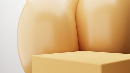 3d rendering of beige abstract geometric minimal bright background. Scene for advertising, cosmetic, food, technology, mock up, show, banner, business, sport, metaverse. Illustration. Product displayの写真素材
