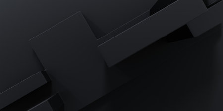 3d rendering of black architecture abstract geometric background. Scene for advertising, technology, showcase, banner, cosmetic, brochure, business, sport, game. Sci-Fi Illustration. Product displayの写真素材