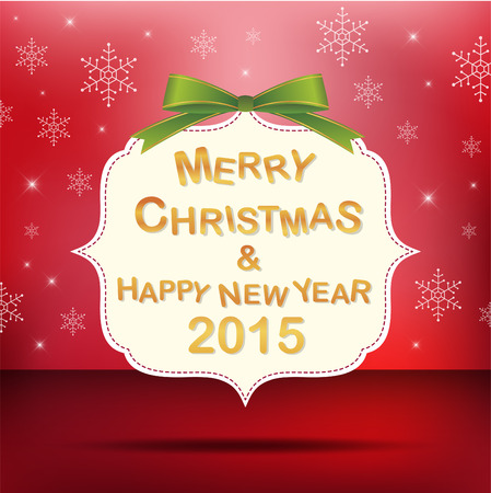 Christmas and New year Card, red background and snowのイラスト素材