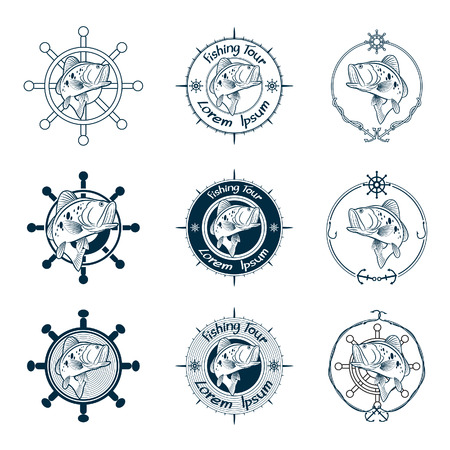 Bass fish symbol  set on white background,Vector.のイラスト素材