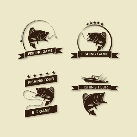 vector fishing symbol setのイラスト素材