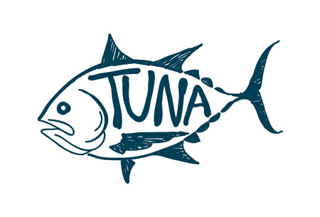 Draw tuna fish, vectorのイラスト素材