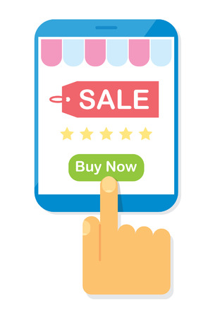 illustration touch button "buy now" shop on web store.のイラスト素材