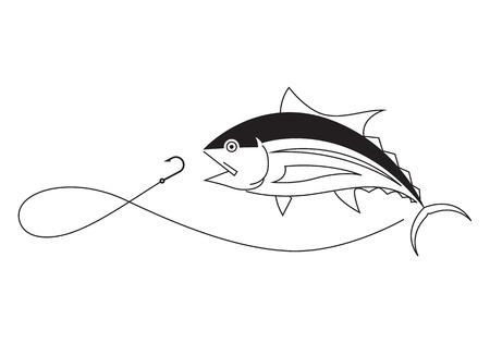 clip art draw fishing tuna on white backgroundのイラスト素材