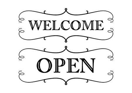 graphic vintage open and welcome, vectorのイラスト素材