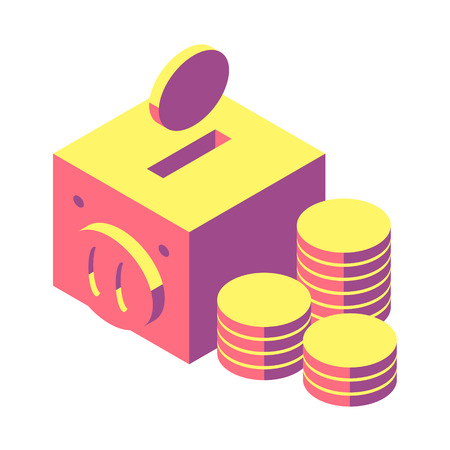 isometric drops piggy bank, vectorのイラスト素材