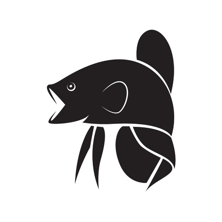 graphic silhouette betta fish, vectorのイラスト素材