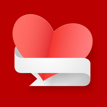 paper cut red heart, vectorのイラスト素材