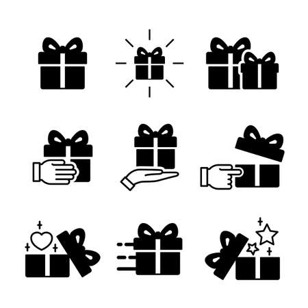 Gift box icons collection isolated on white vector imageのイラスト素材