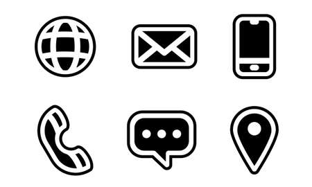 Simple contact us icon, black and white communication symbol set. vector imageのイラスト素材