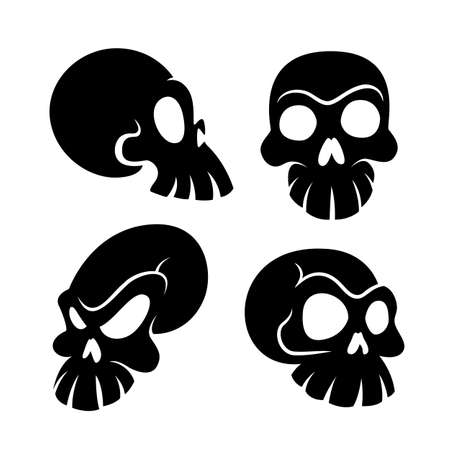 Black skull collection on a white background. vectorのイラスト素材