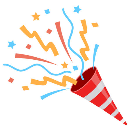 Exploding party popper on white background,  graphic on white background.のイラスト素材