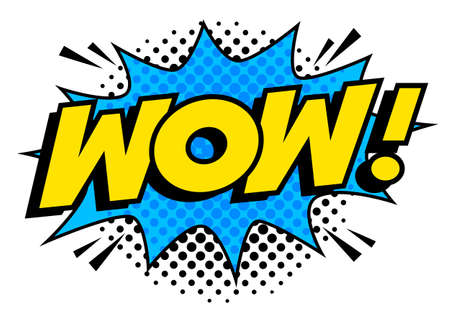 wow comic speech bubble on white backgroundのイラスト素材