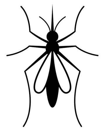 Black mosquito symbol, top view, simple graphics on white background.のイラスト素材