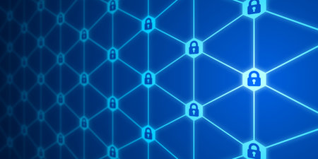 The key lock prevents hacking of the internet database system. Cyber security concept, user privacy security and encryption, Computer privacy protection systemの写真素材