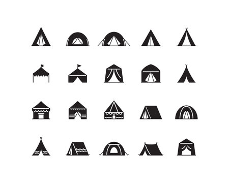 Icon set of tent. Editable vector pictograms isolated on a white background.のイラスト素材