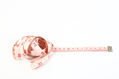 Measuring tape isolated on white background with area for text