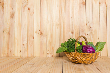 organic food background Vegetables in the basketの写真素材