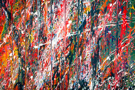 Abstract, Colorful Paint Splash on a green background.の写真素材