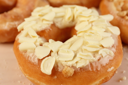 Donuts on wooden backgroundの写真素材