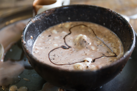 sloppy dessert , after kids eating.の写真素材