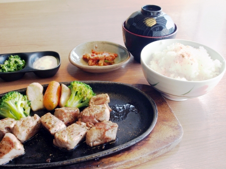 Japanese pork steak set の写真素材
