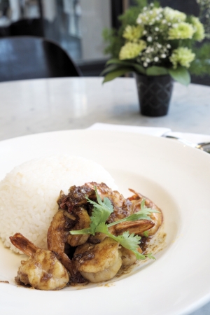 Spicy fried shrimpの写真素材