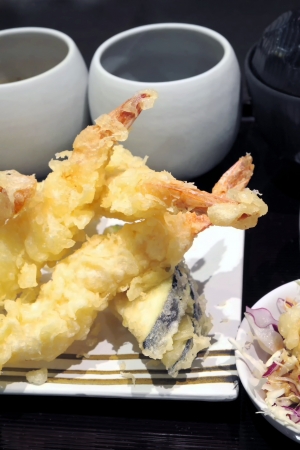 Fried Shrimps set ,Tempura Japanese cuisine の写真素材
