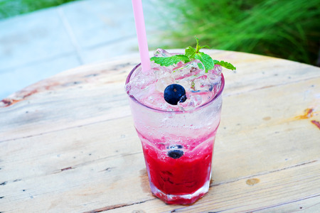 Berries with soda waterの写真素材