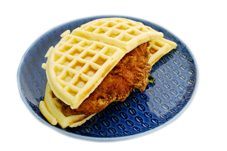 Waffles with fried chicken.の写真素材