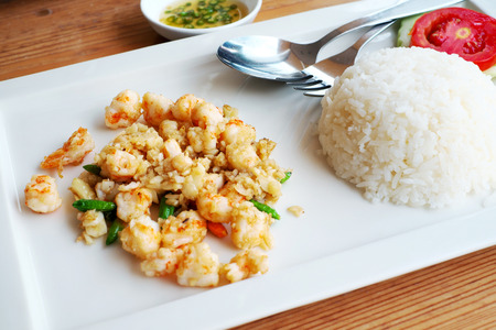 Garlic Pepper Shrimp Fried Riceの写真素材