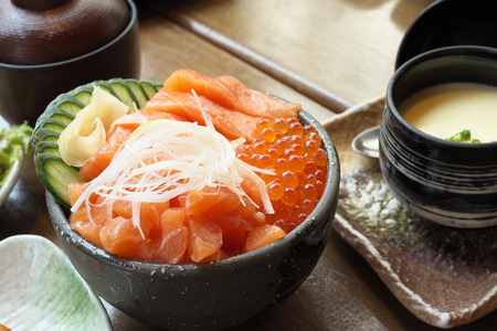 Japanese rice salmonの写真素材