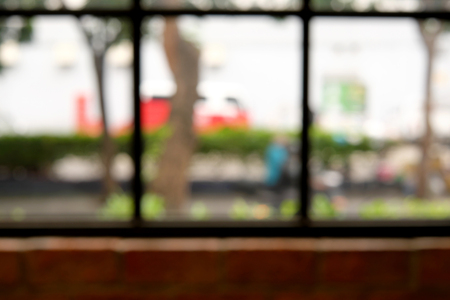 Blurred cafe restaurant with bokeh background.の写真素材