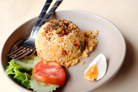 Fried rice with catfish chiliの写真素材
