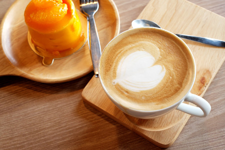 Hot coffee with dessertsの写真素材