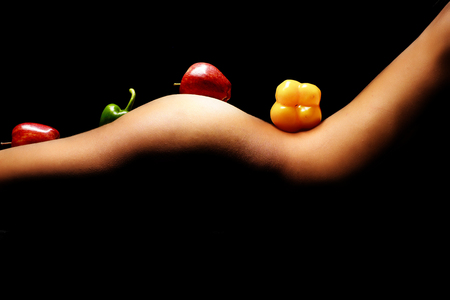 Body art with fruitsの写真素材