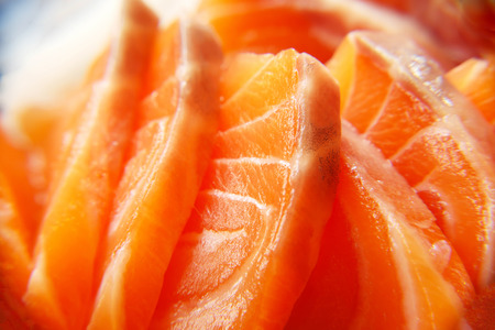 Salmon sashimi (Select focus)の写真素材