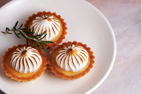 Lemon tart meringue, good dessert.の写真素材
