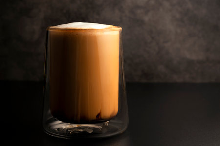 hot mocha on dark backgroundの写真素材