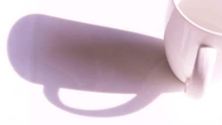 Coffee cups with glossy white background.の写真素材